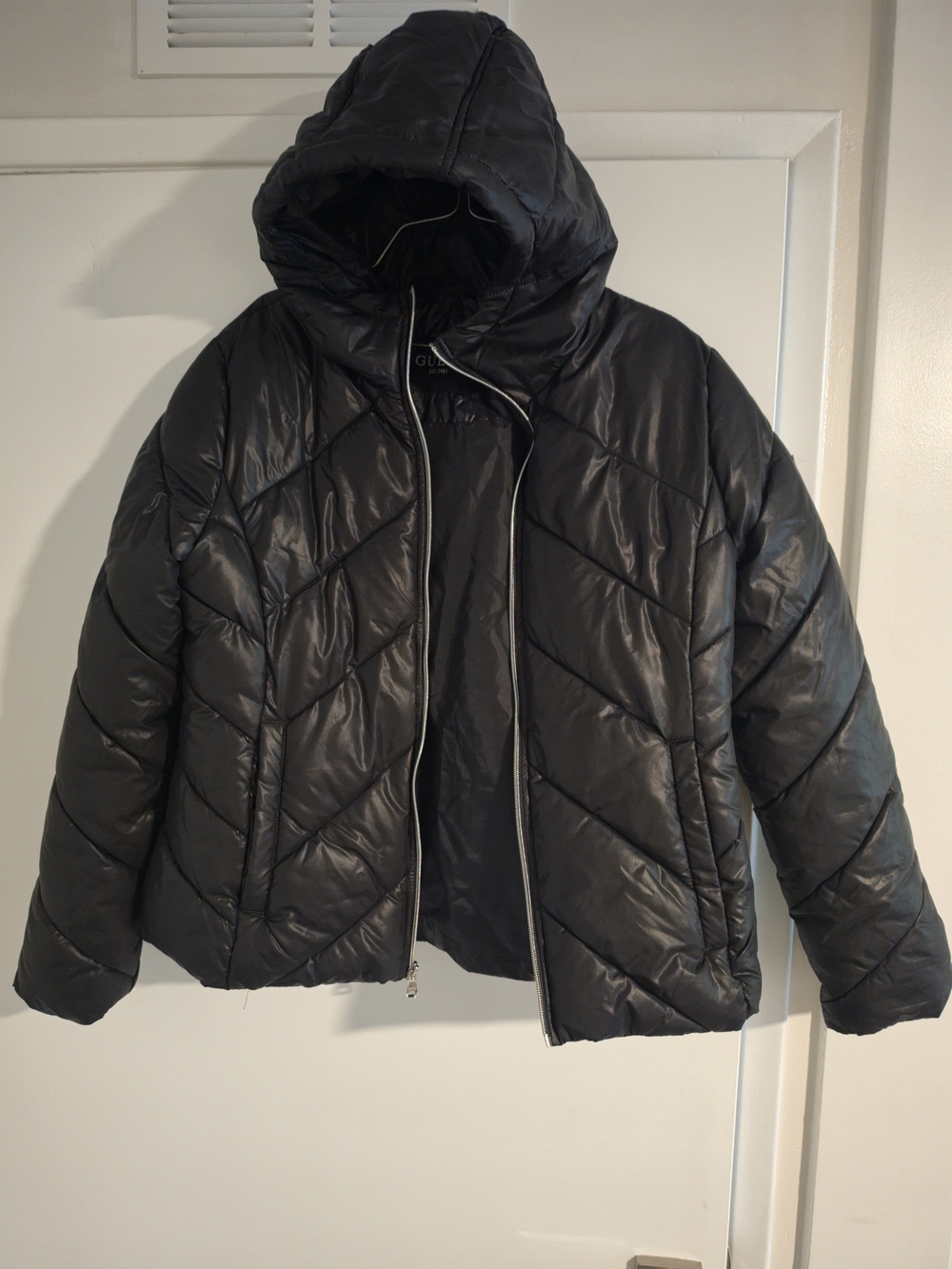 Guess Black Quilted Hooded Puffer Jacket